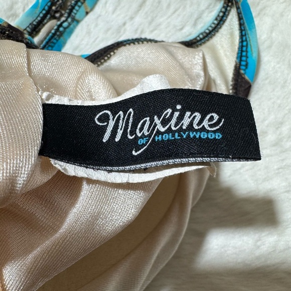 Maxine of Hollywood Bathing Suit Sz 14 Swim Dress Padded Blue Floral One Piece - Picture 15 of 17